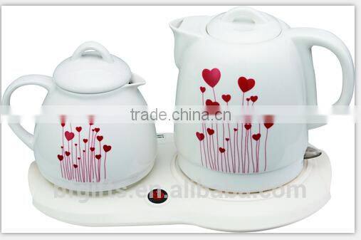 Enamel kettle set/ Ceramic LED Electric kettle/ White High Quality Teapot set/ 2015 New Design