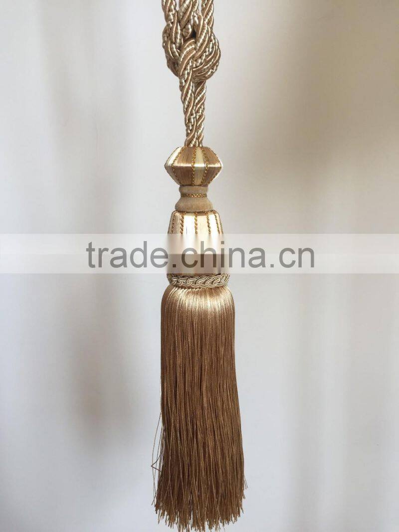 High quality wholesalers curtain accessory polyester material tassel tieback for home decorative