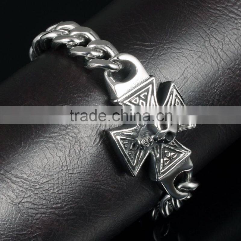 new products 2016 men's 316L stainless steel skull wrist bracelet