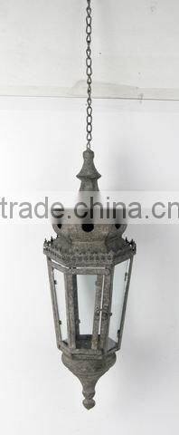 100372MC- metal candle lantern w/chain