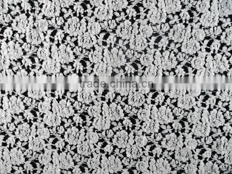 Double Color Printed suede fabric for beach casual clothing Wholesale Nylon Spandex Cotton lace fabric T-015