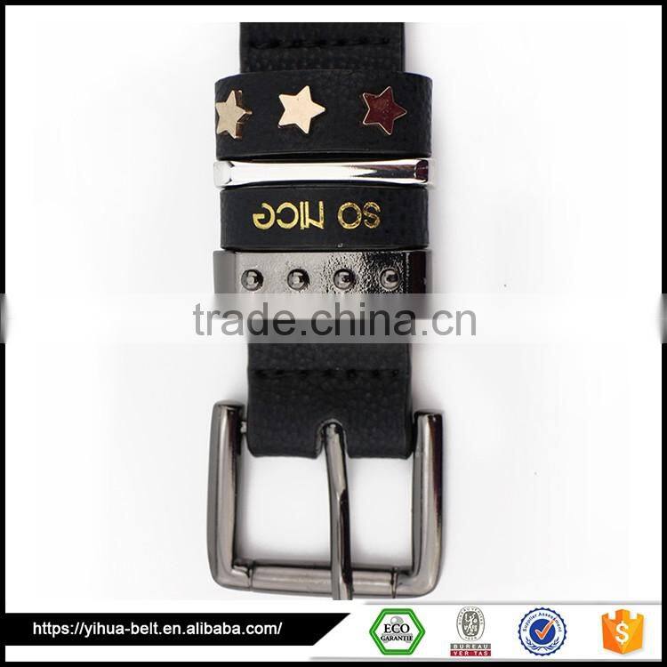 manufacturer wholesale fashion pu black rivet belt
