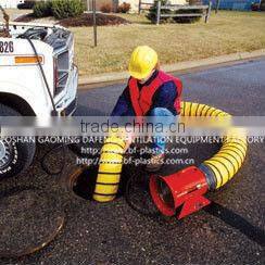 Yellow inducstial PVC fire-retardant flexible ventilation ducting with carry bag