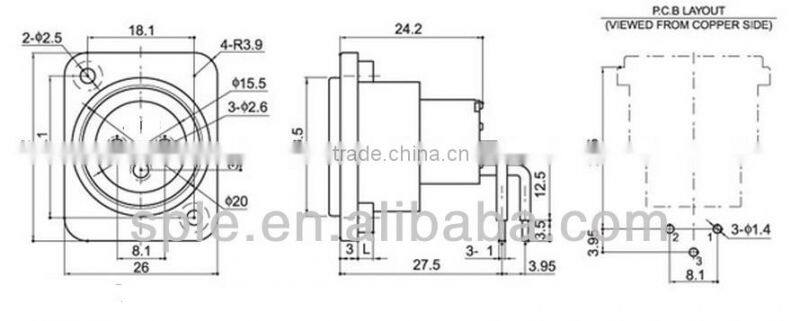 3 pin female Cannon XLR SOCKET