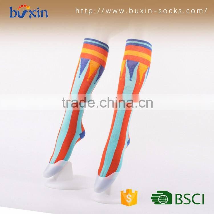 BX-K-001 hot wholesale young woman boy teen girl cartoon compression knee high tube sock factory cartoon tube socks