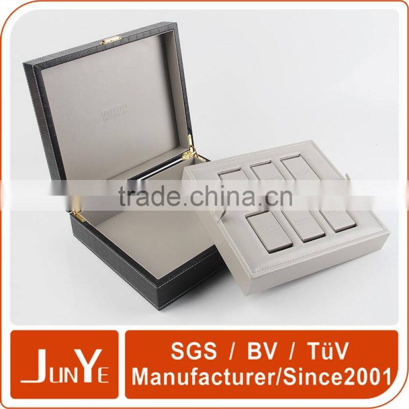 No middlemen promotional embossing empty pu leather watch gift boxes