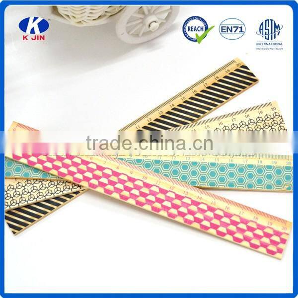 Wholesale OEM 15cm wooden straight rulers ruler with handle sticker wrapper