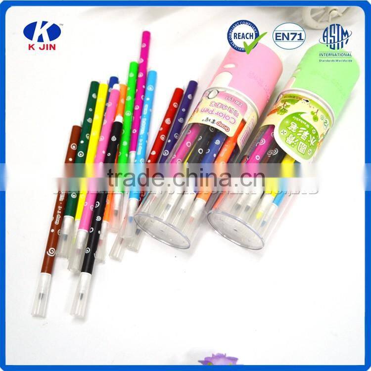hot sale promotional good quality 12 water color pen set color painting on barrel for school kids