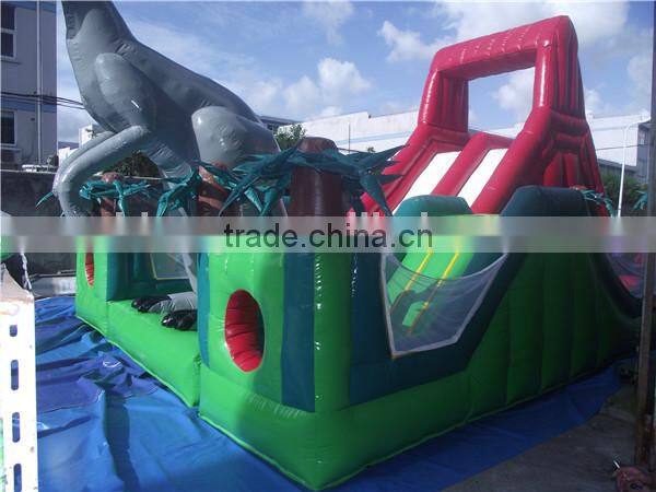 giant outdoor playground dinosaur inflatable obstacle course for kid game