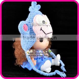 baby knitting winter hat in pig pattern