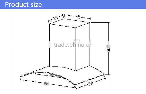 90cm kitchen exhaust chimney hood with glass canopy