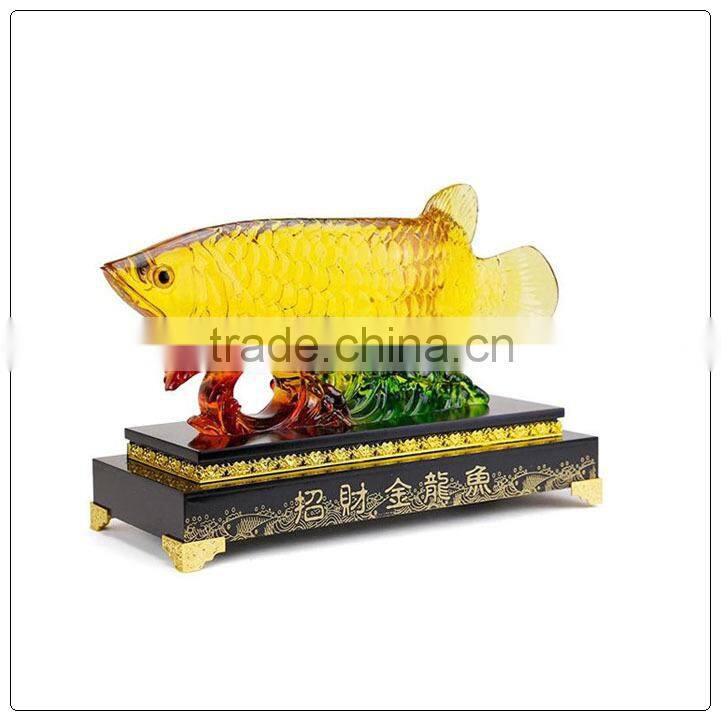 Resin Liuli color Chinese Luckly Golden fish , resin statue
