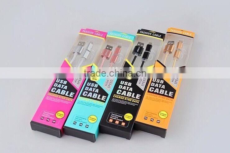 Braided aluminum head MFi 2 in 1 cable c48 to USB PVC multi usb data sync charger cable