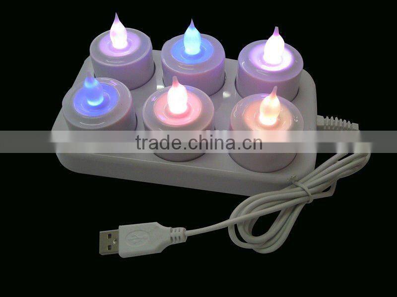 HOT SALE Rechargeable Led multicolor tealights with cups