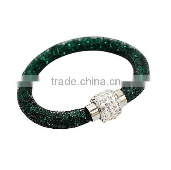 Hot sale fashion multi-color bio magnetic stardust bracelet,mesh crystal charm bracelet