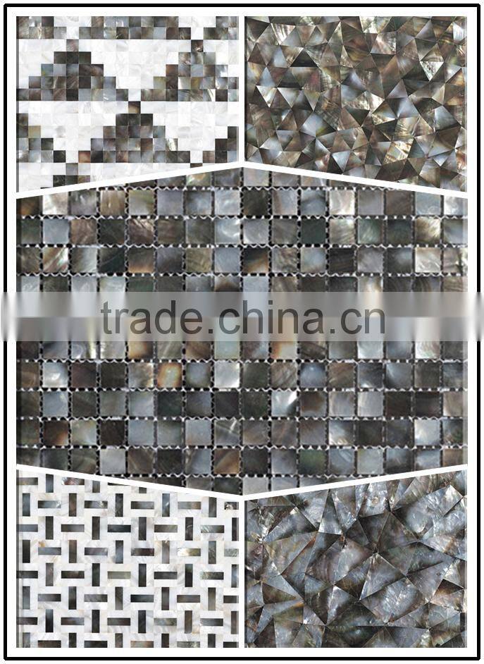 Black mother of pearl brick tile ,meave pattern and irregualar