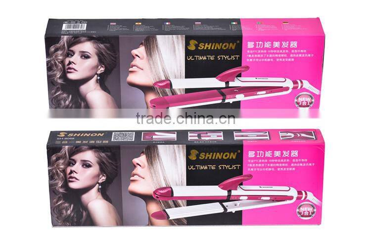 Shinon professonal hair iron combines hair straightener curler and crimper