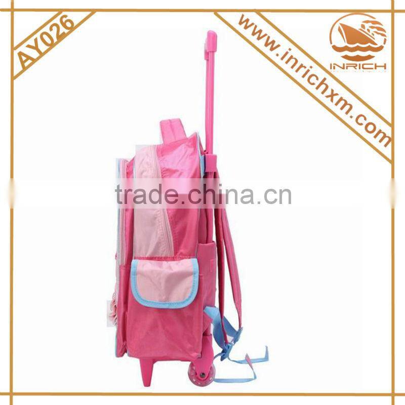 Cute Pink Trolley Backpack Girl School Bag For Little Girl