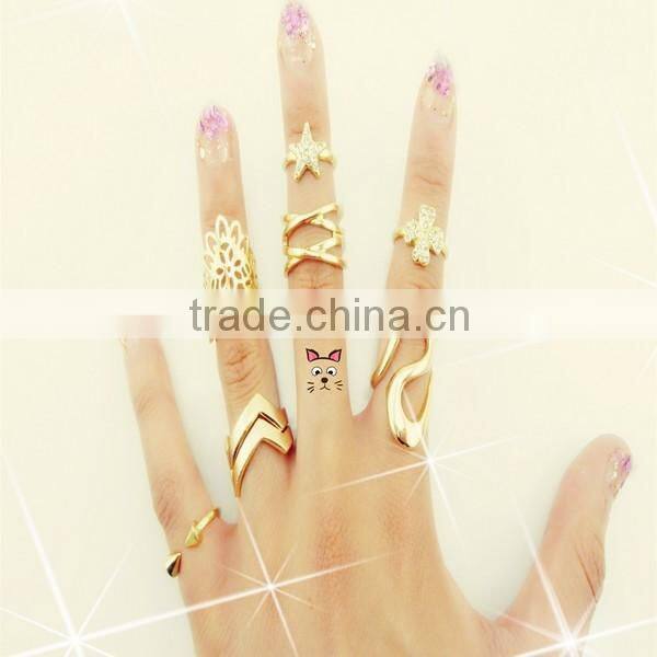 wonder 7pcs set gold filled settings models ring for women