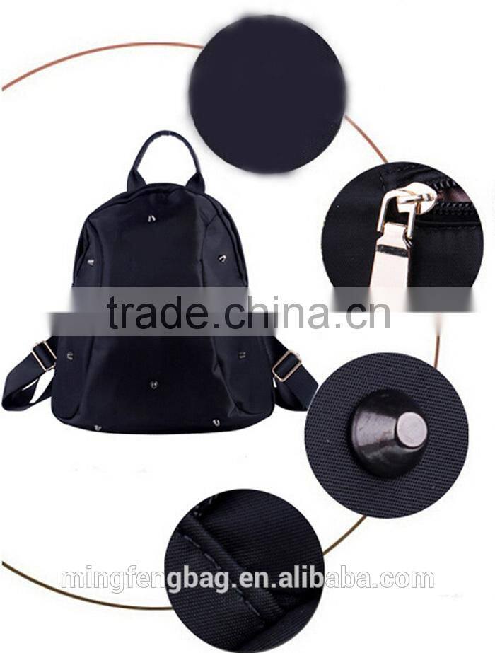 Custom Fashionable Black Canvas Tote and Shoulders Girls Backpack Bag