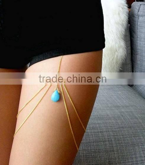 Sexy Stretchy 2 Tier Layers Leg Chain Thigh Body Chain Bikini Beach Harness UK