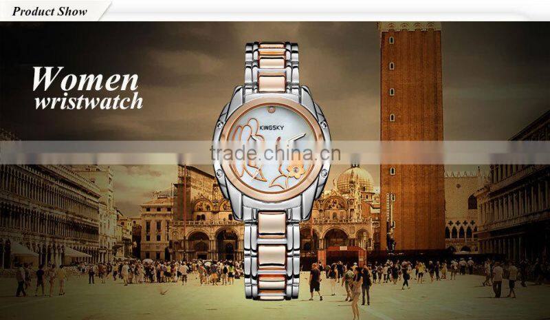 Kingsky KY075 Vogue Gold Plated Chain Quartz Girls Fancy Watches