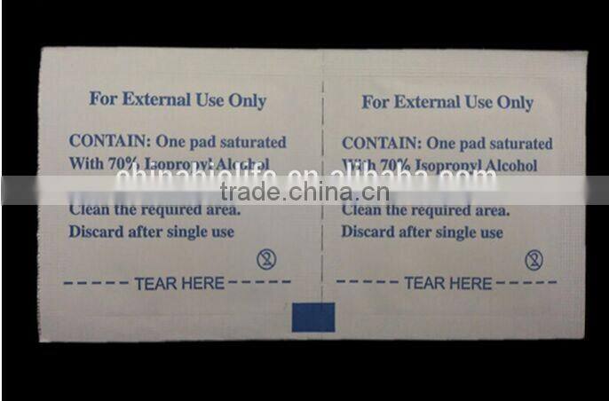 Alcohol prep pads saturated with 70% isopropyl alcohol