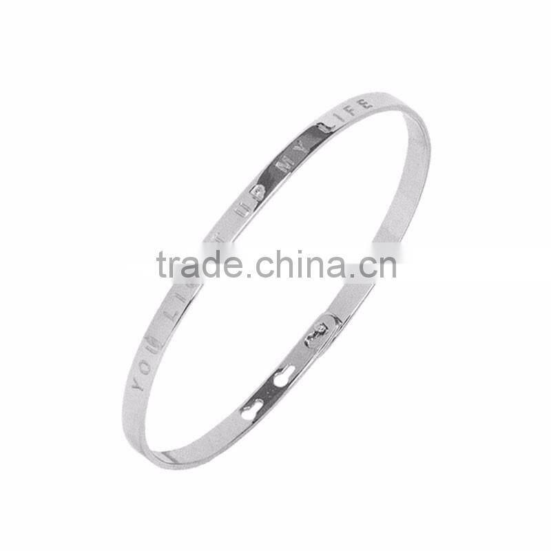 Memories Bangles with Customize Design Word 'YOU LIGHT UP MY LIFE' with 4mm/7mm Width