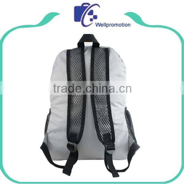 Promotional customized folding backpack / outdoor backpack with mesh pocket