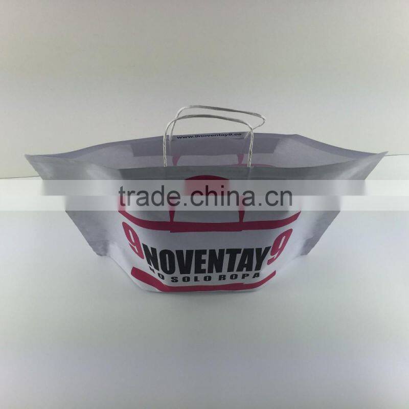 2016 new white kraft paper bag with twisted handles