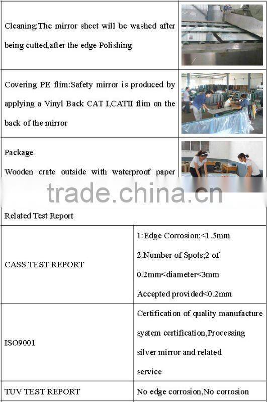 3-8mm rectangular mirror with round corners from China factory