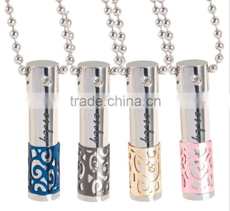 2016 High quality stainless steel bottle pendant can open perfume pendant necklace matching for couples