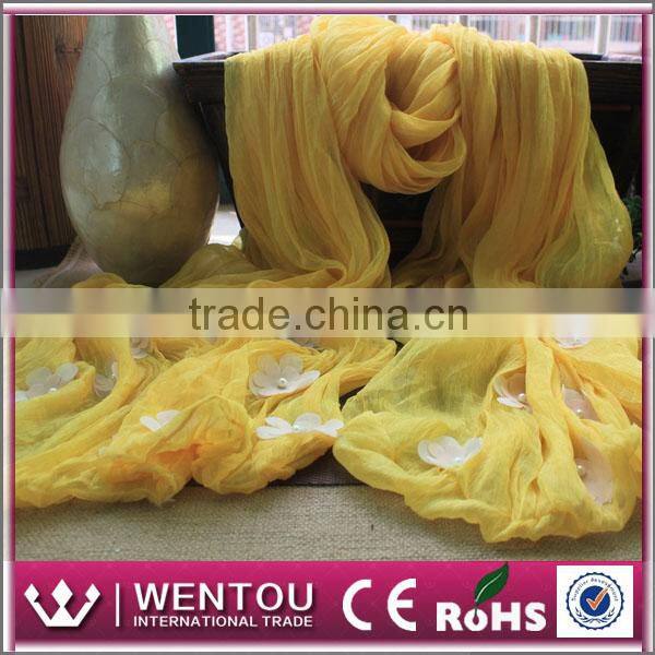Fashion new solid flowers wrinkled 100% acrylic scarf wholesale