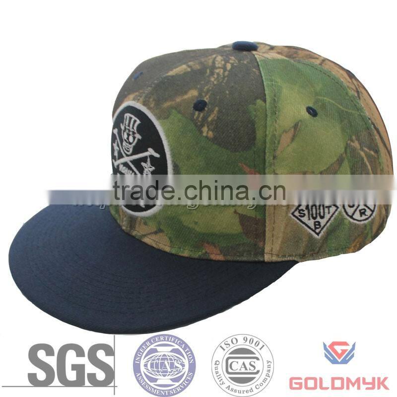 Forest camo adjustable cap in flat brim style with plastic closure