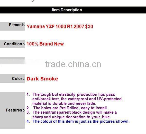 YZF1000 R1 07-08 windshield/R1 07-08 windscreen for yamaha windshield PC plastic