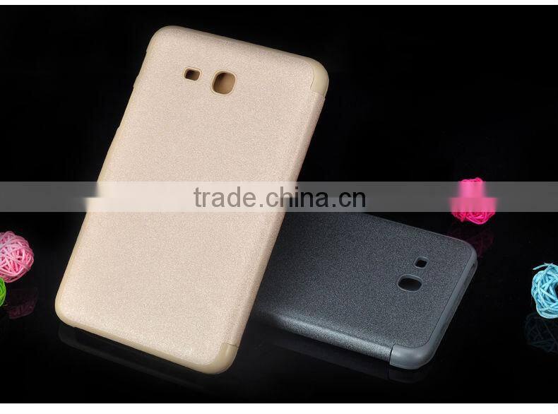 hot selling gold sand seaside pu case for samsung tab 3 lite T110/T320/P601