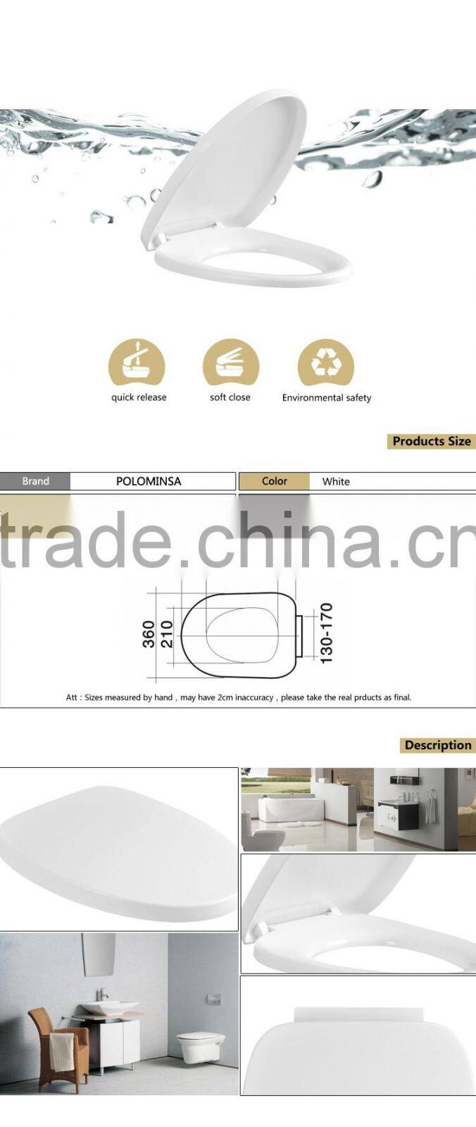 Elongated toilet seat in PP material