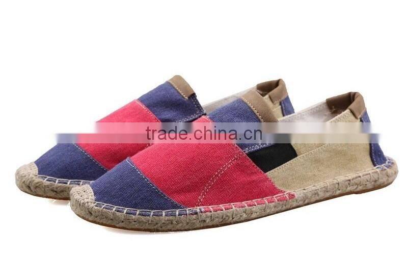 Men casual shoes 2016 espadrilles cheap wide stripe stitched sole shoes flat shoes