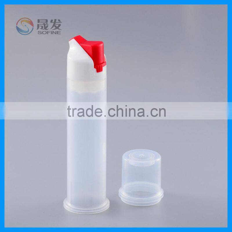 Shantou factory price 120ml empty plastic airless pump toothpaste bottle