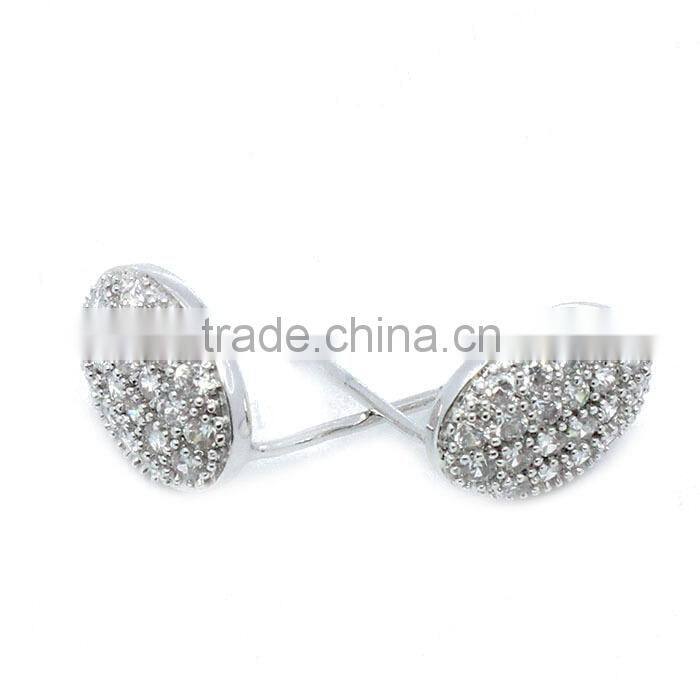 Pave Setting 925 sterling silver cubic zirconia elegant stud earrings