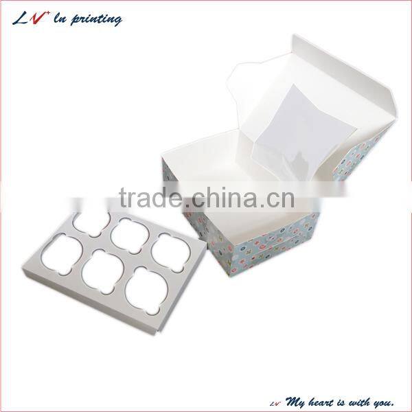 custom beautiful 6 slot cupcake box, 6 hole cupcake box, 6 cupcake box