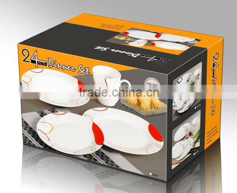 24pcs round fine porcelain dinner set