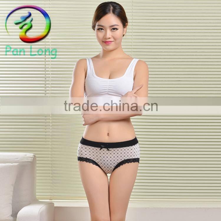 New arrive Sexy Briefs Panties undergarments for women lace panties with mesh printed