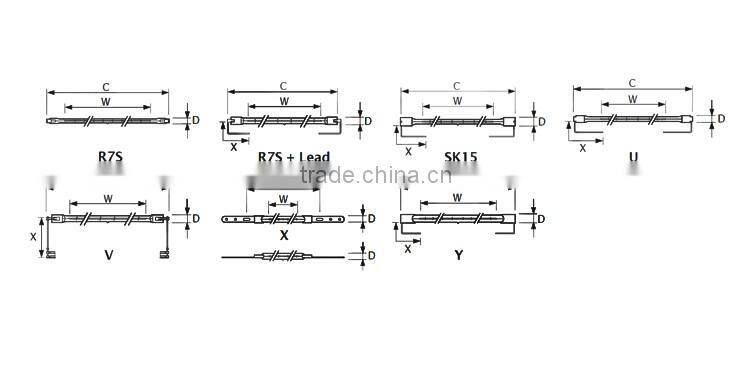 Short wave round infrared heating lamp with gold reflector for plastic welding
