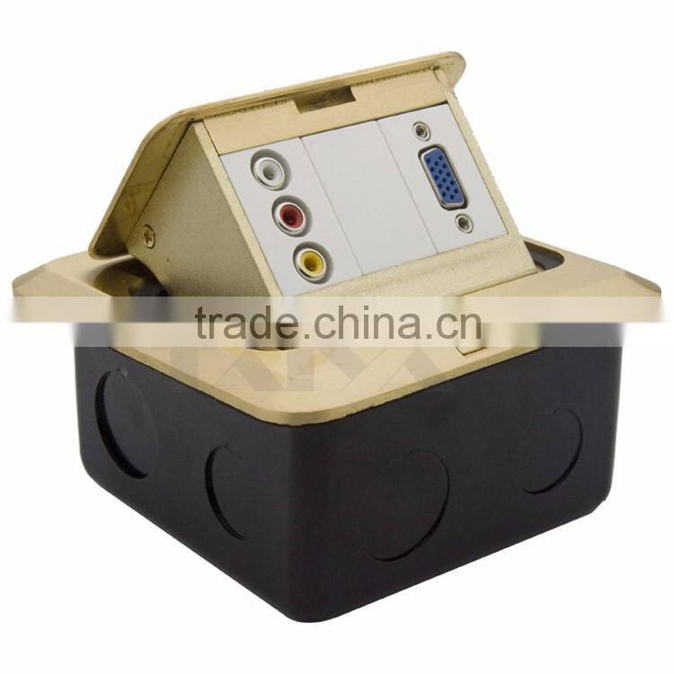 Floor socket with VGA and 3RCA AV female port with backside screw connection