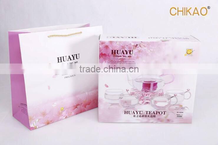 teapot and cups/hand made glass tea set