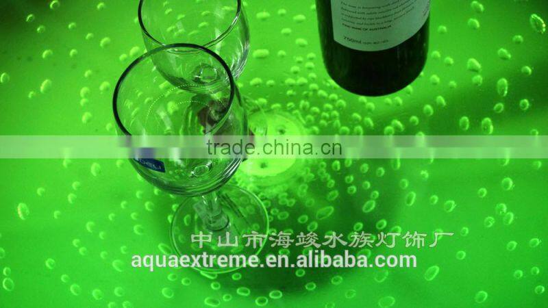 Beautiful battery driver Round Bar Table ,Fantastic LED light and water Bubble moving table