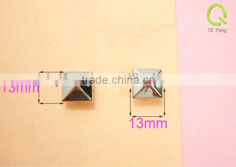 fashion wholesale decorative rivets Handbag squar pyramid rivet 13mm with 4 leg