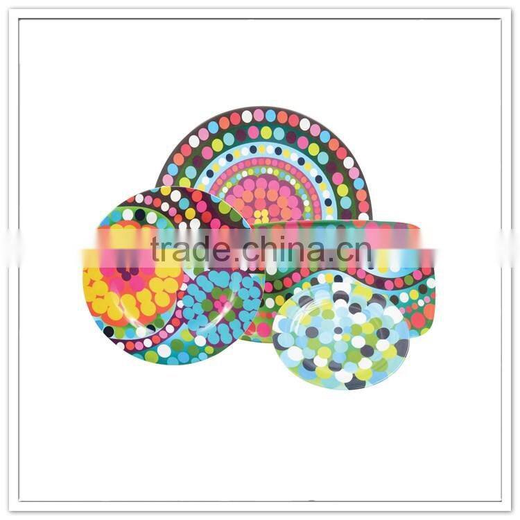Hot selling melamine colorful hotel use dinner set
