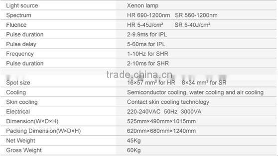 2016 shr hair removal high quality vertical ipl hair removal machine